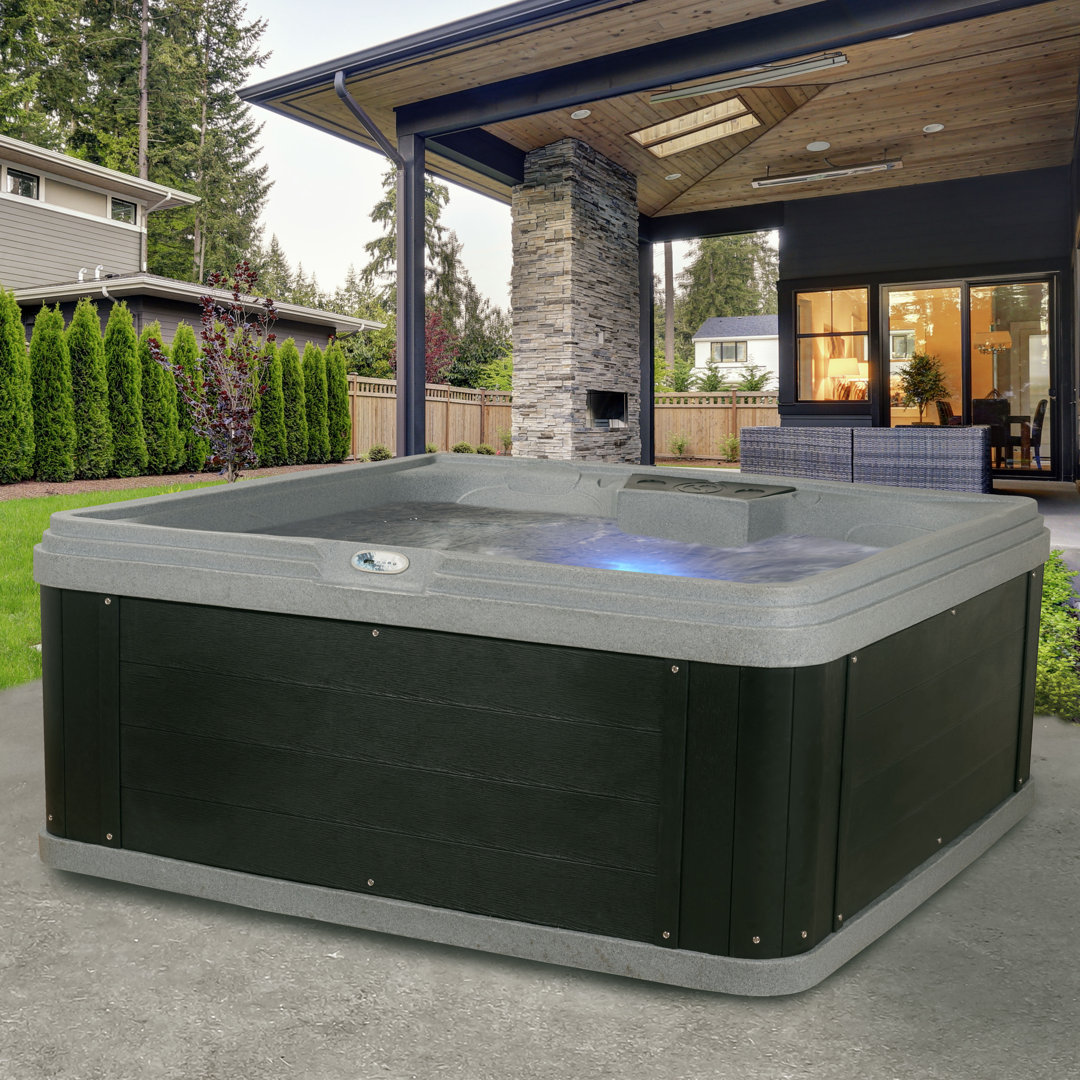 Ariana™ 6-Person 30-Jet Lounger Hot Tub Spa with Built-In Ice Bucket, 5 BHP 2-Speed Pump, LED Lighting, 4kW Stainless Steel Heater and Ozonator, Insulated Cover Included